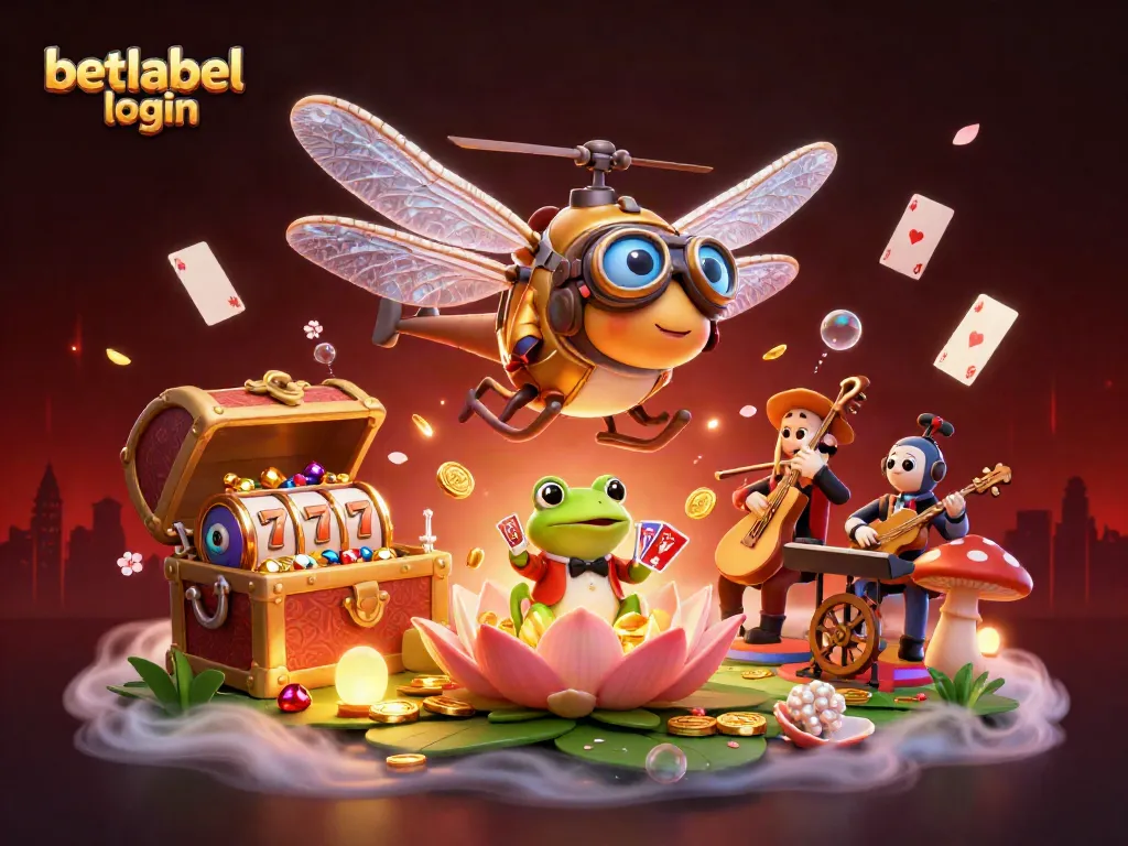 Join the excitement of betlabel login with casino gaming elements and animated characters.